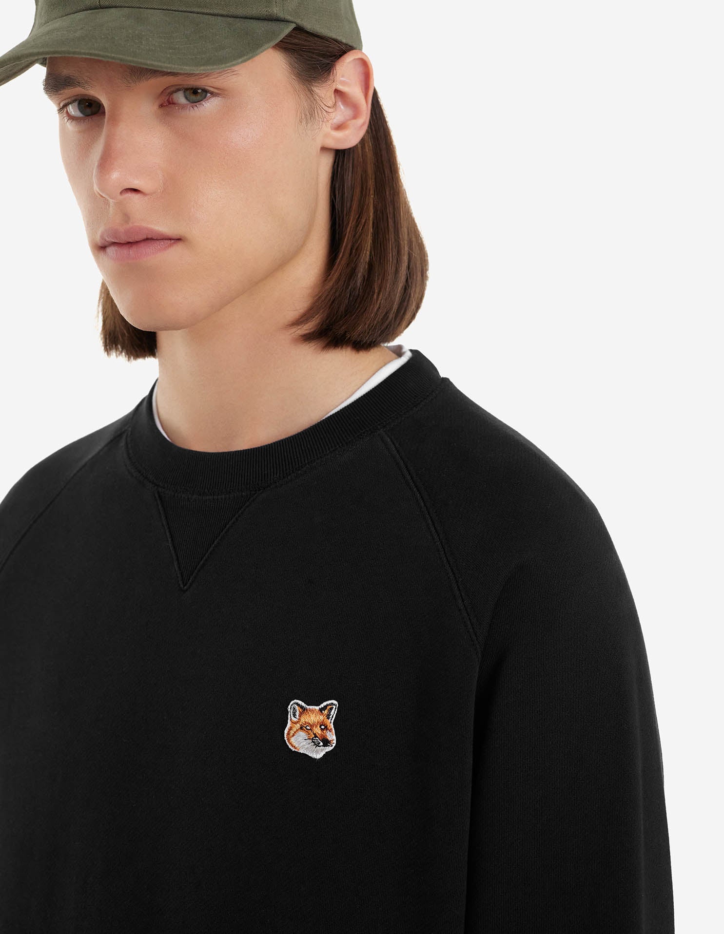 Mens | Iconic Fox Head Patch Classic Cotton Fleece Sweatshirt | Black