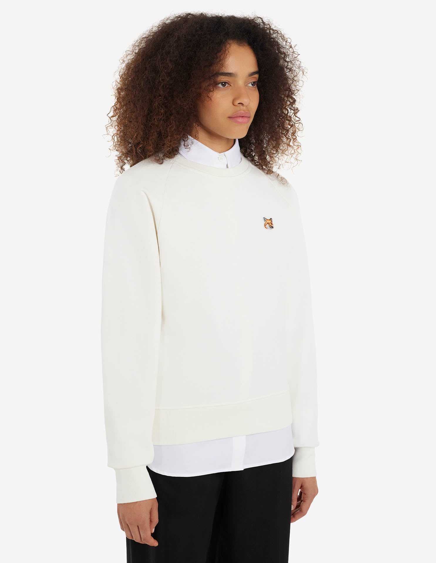 Mens | Iconic Fox Head Patch Classic Cotton Fleece Sweatshirt | Ecru