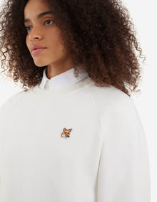 Mens | Iconic Fox Head Patch Classic Cotton Fleece Sweatshirt | Ecru