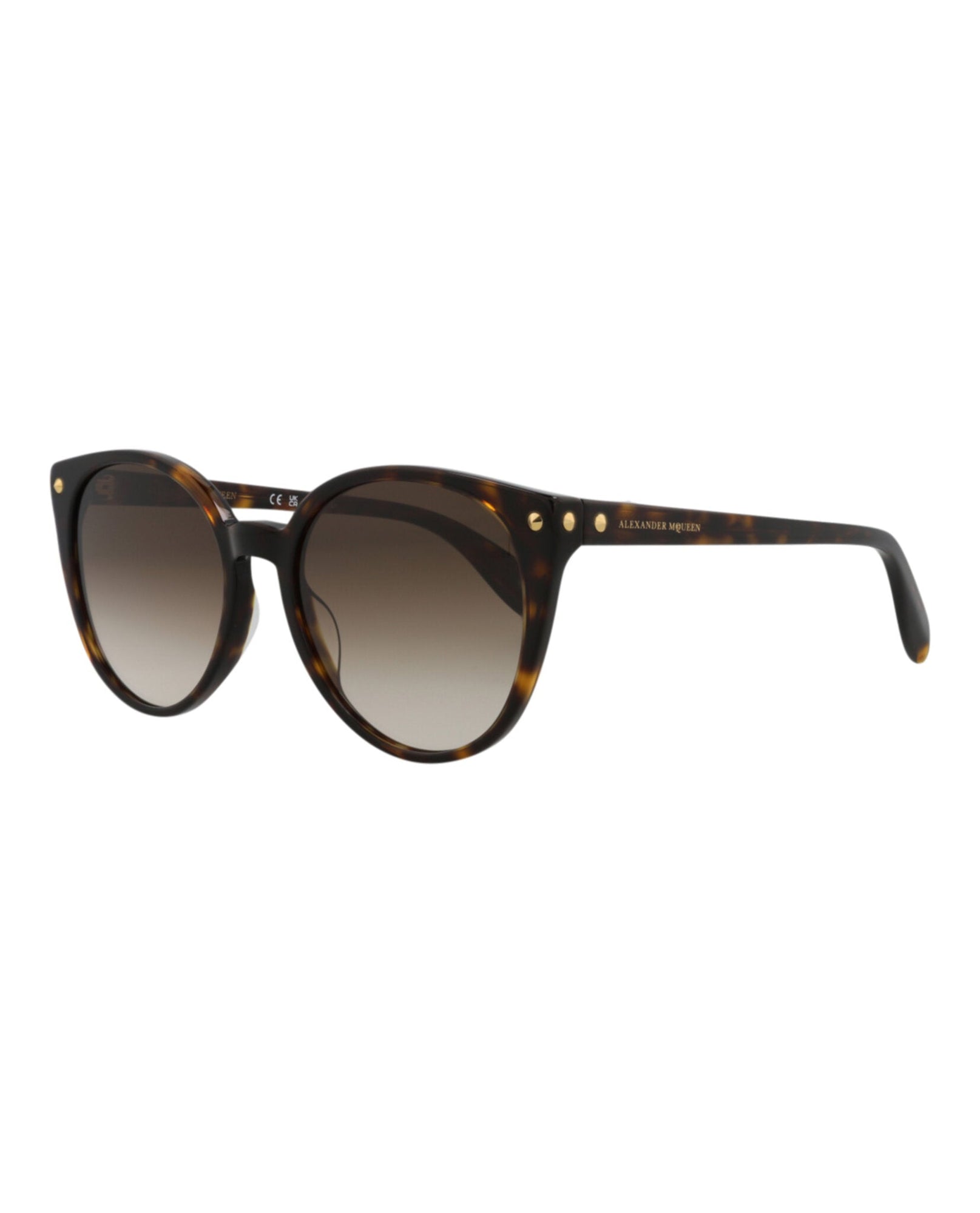Alexander McQueen | Women | Round Acetate Sunglasses | Avana