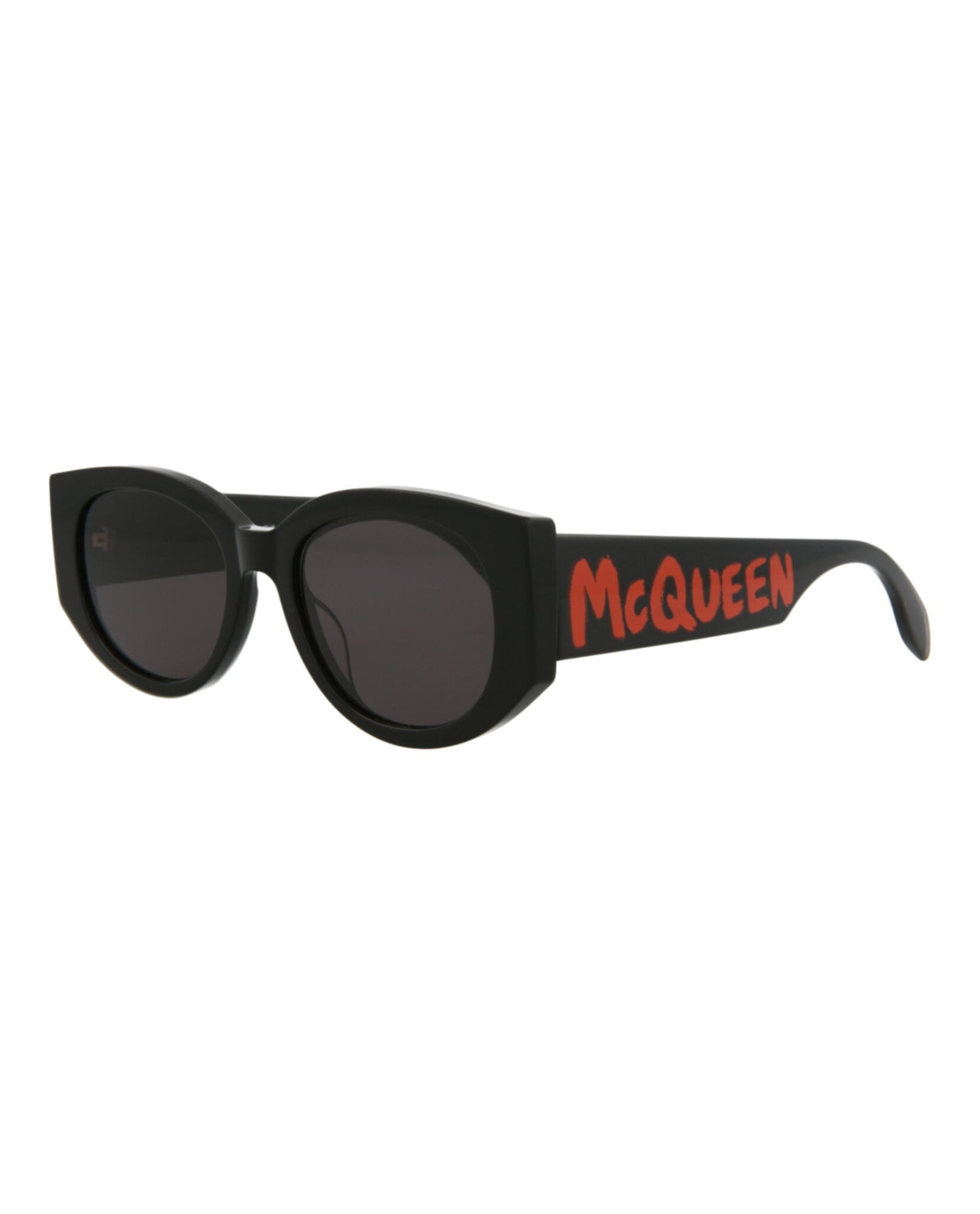 Alexander McQueen | Women | Round Acetate Sunglasses | Black