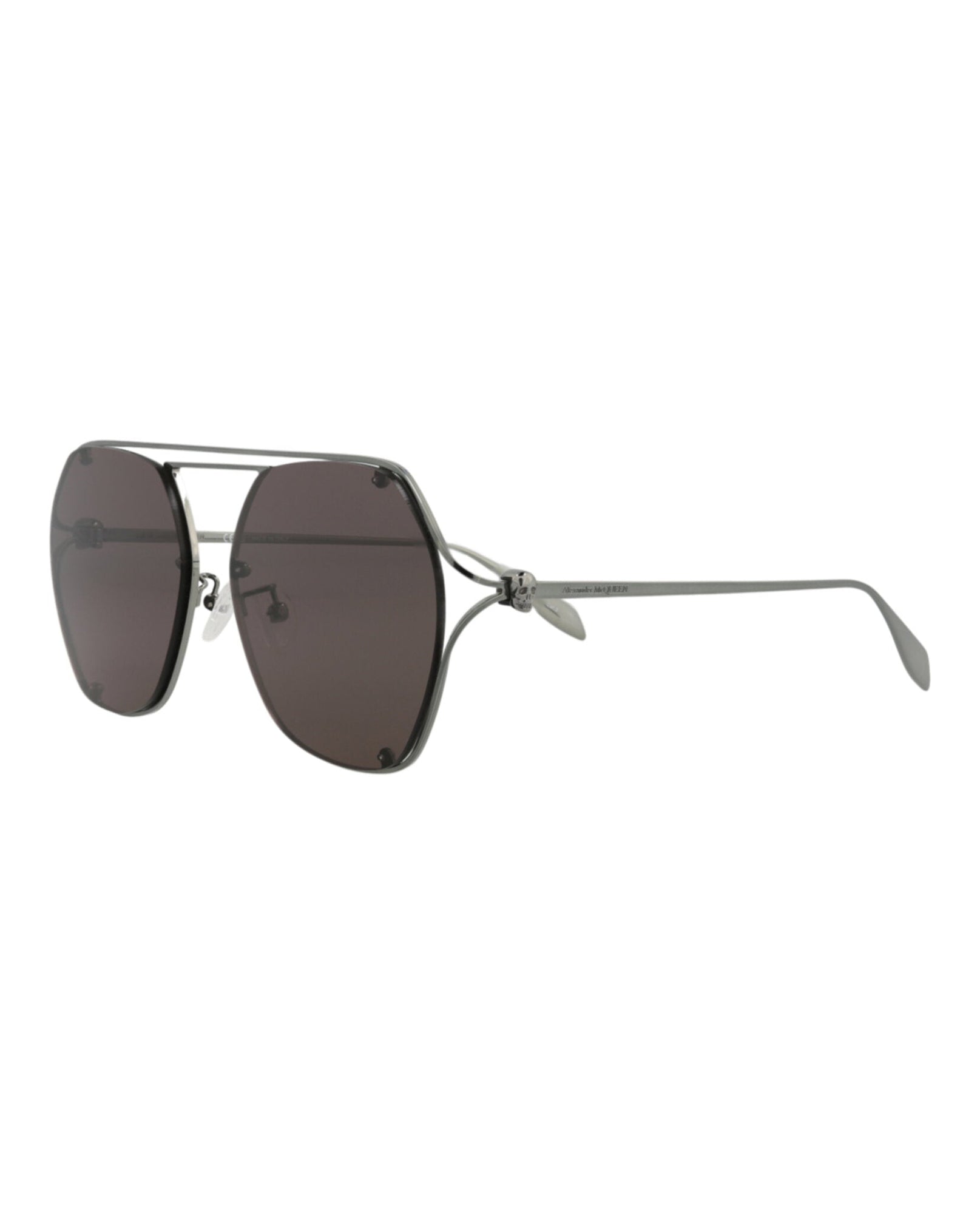 Alexander McQueen Aviator Metal Sunglasses | Ruthenium