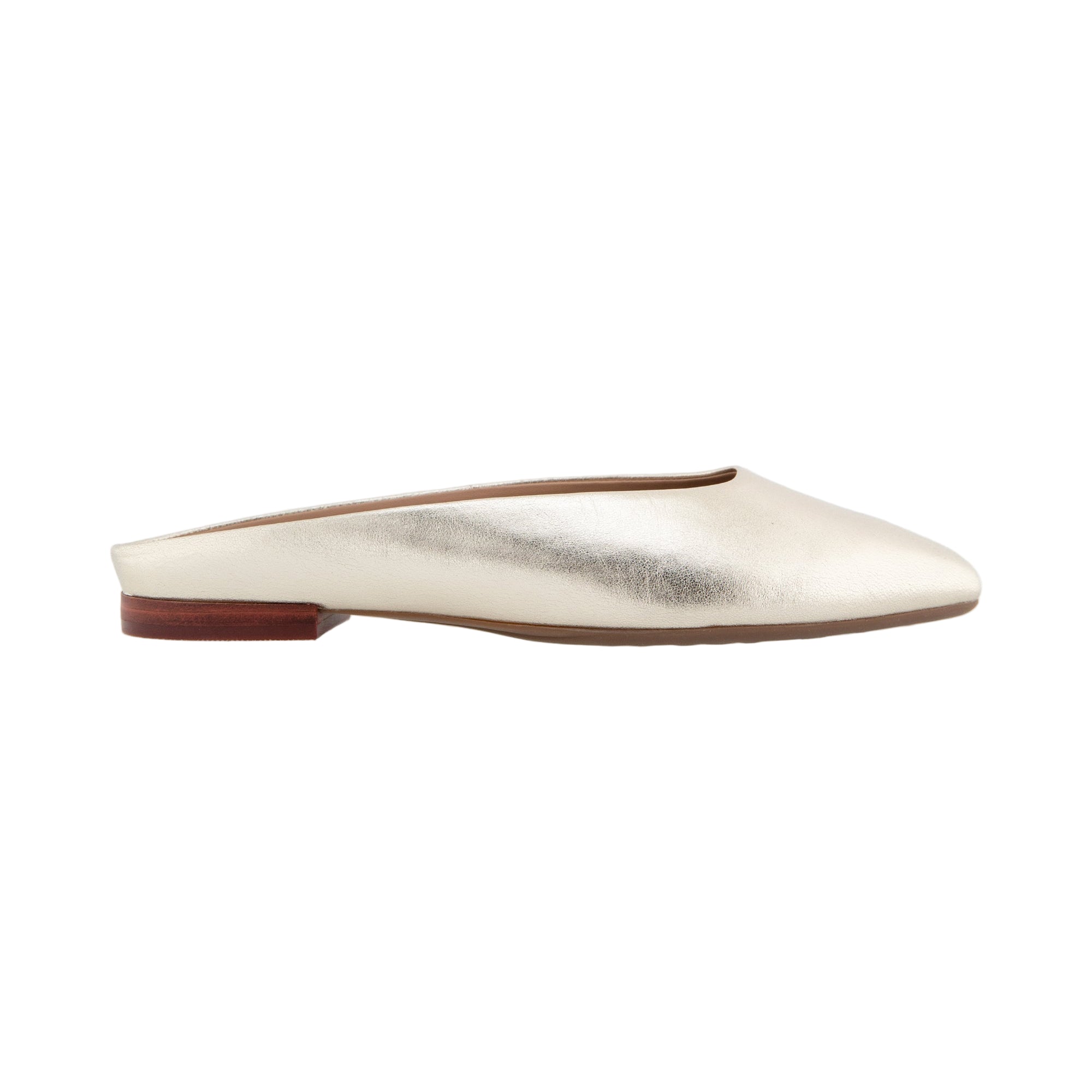 Amara Slides | Gold Metallic Leather