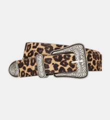 Wide Print Leather Belt | Women | Leopard