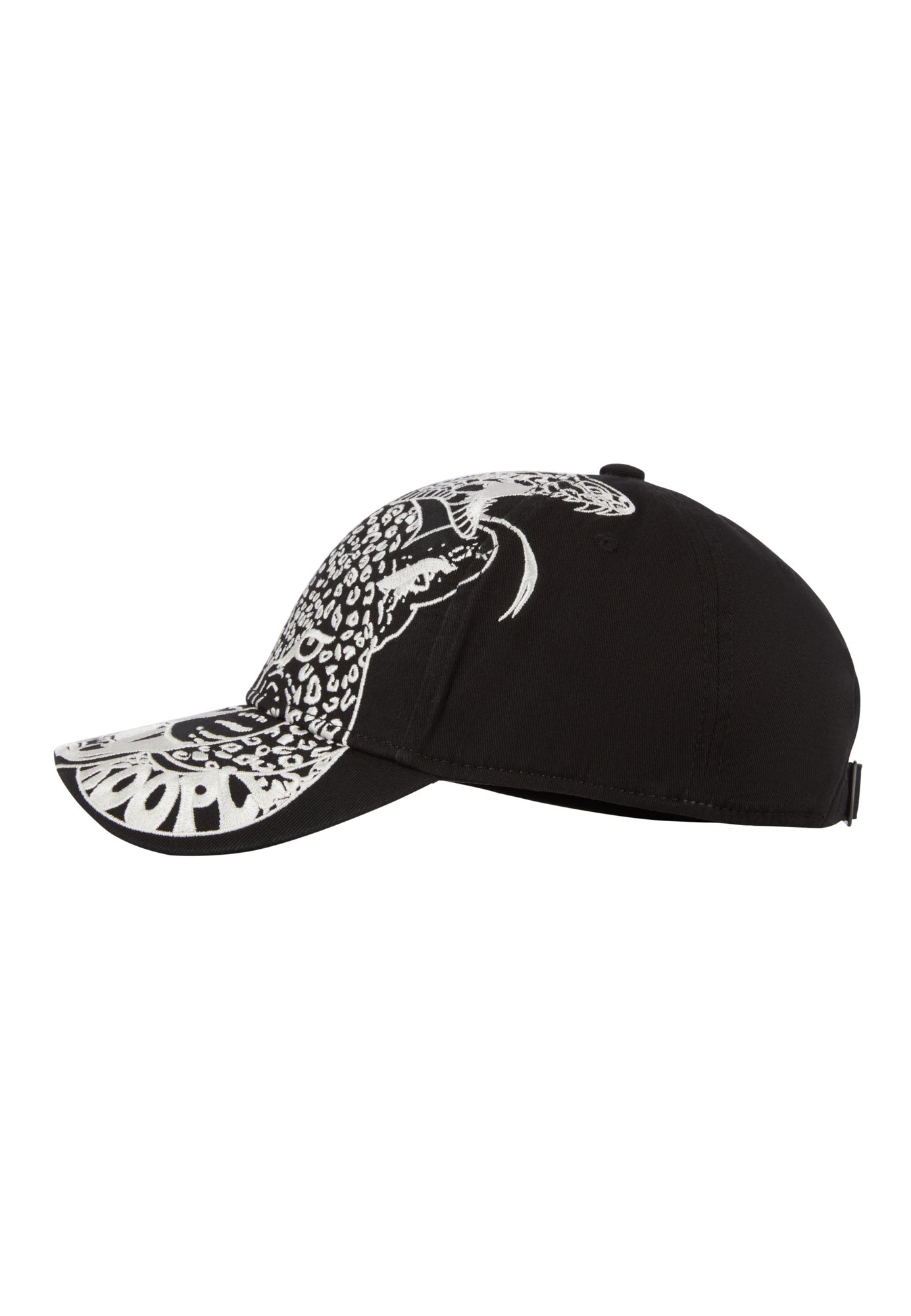 Cap With Snake Leopard Embroidery | Women | Black