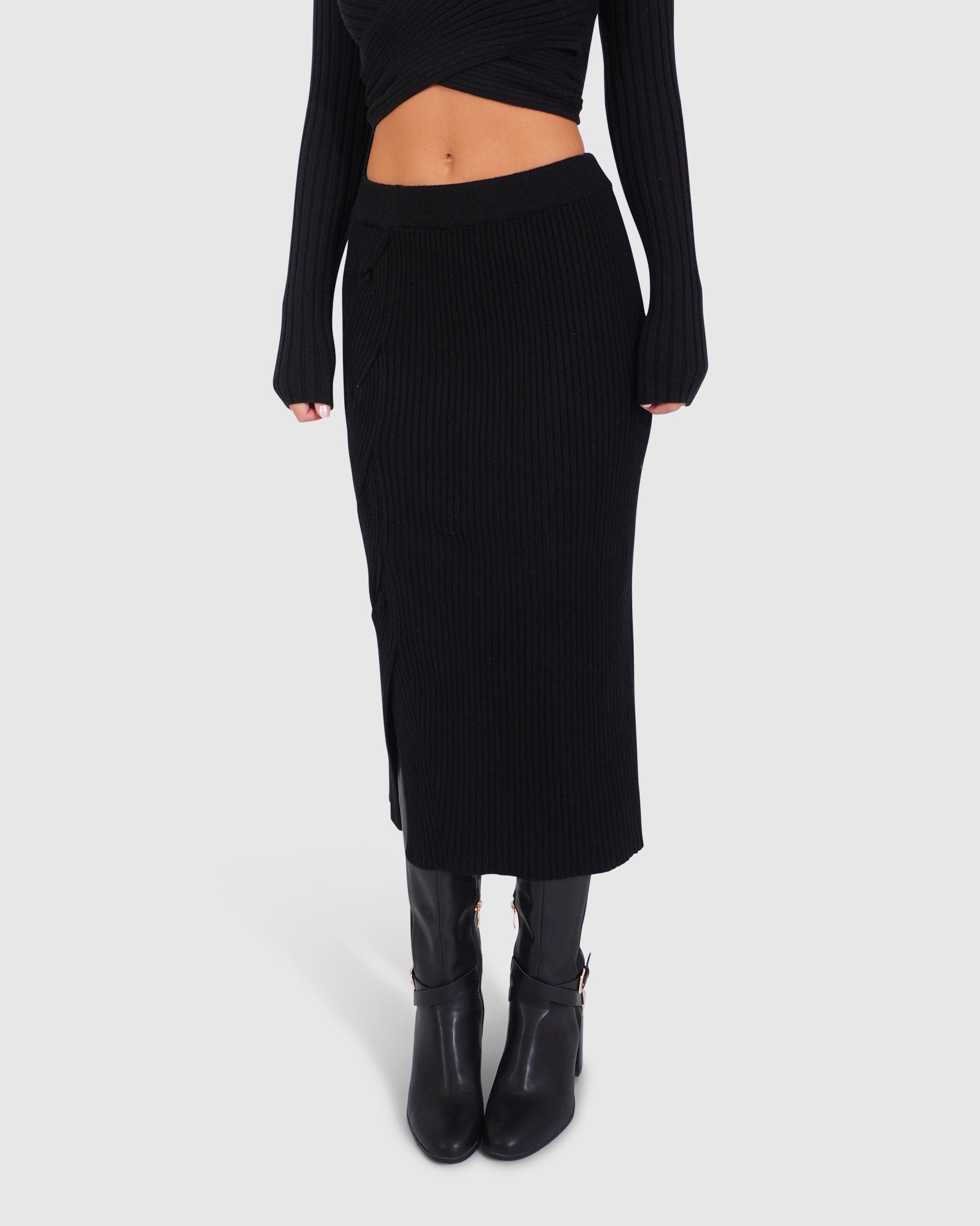 Women | All My Life Knit Midi Skirt | Black