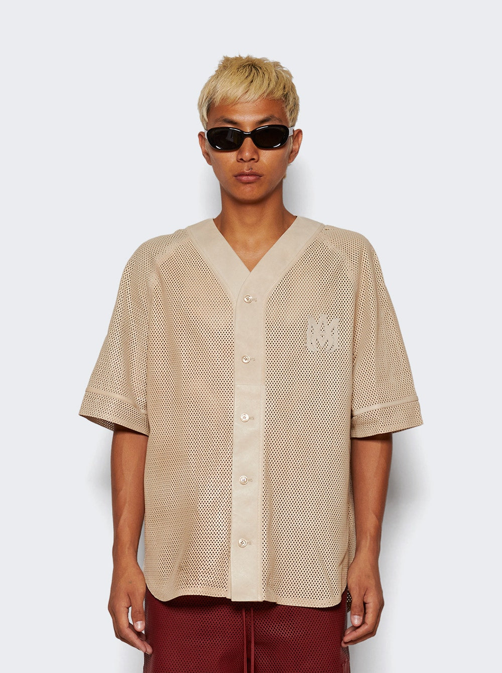 Men | Amiri | Ma Perforated Baseball Shirt Birch | Beige
