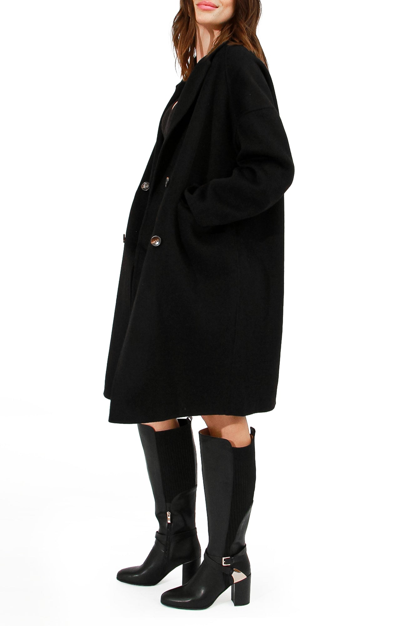 Women | Amnesia Wool Blend Oversized Coat | Black