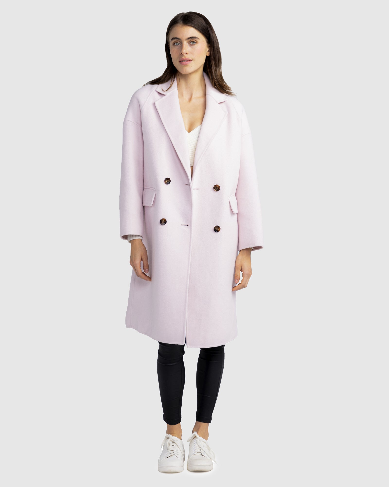Women | Amnesia Wool Blend Oversized Coat | Pale Pink