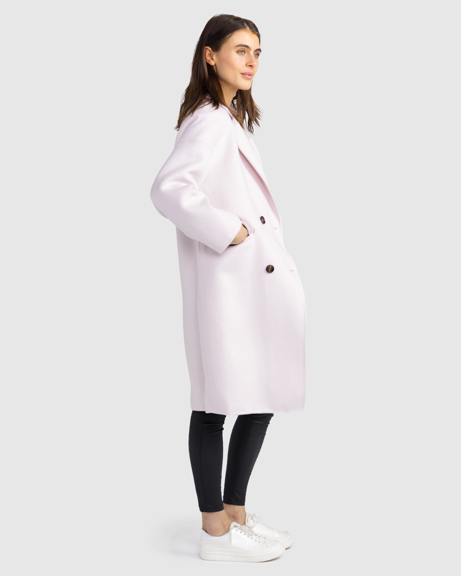 Women | Amnesia Wool Blend Oversized Coat | Pale Pink