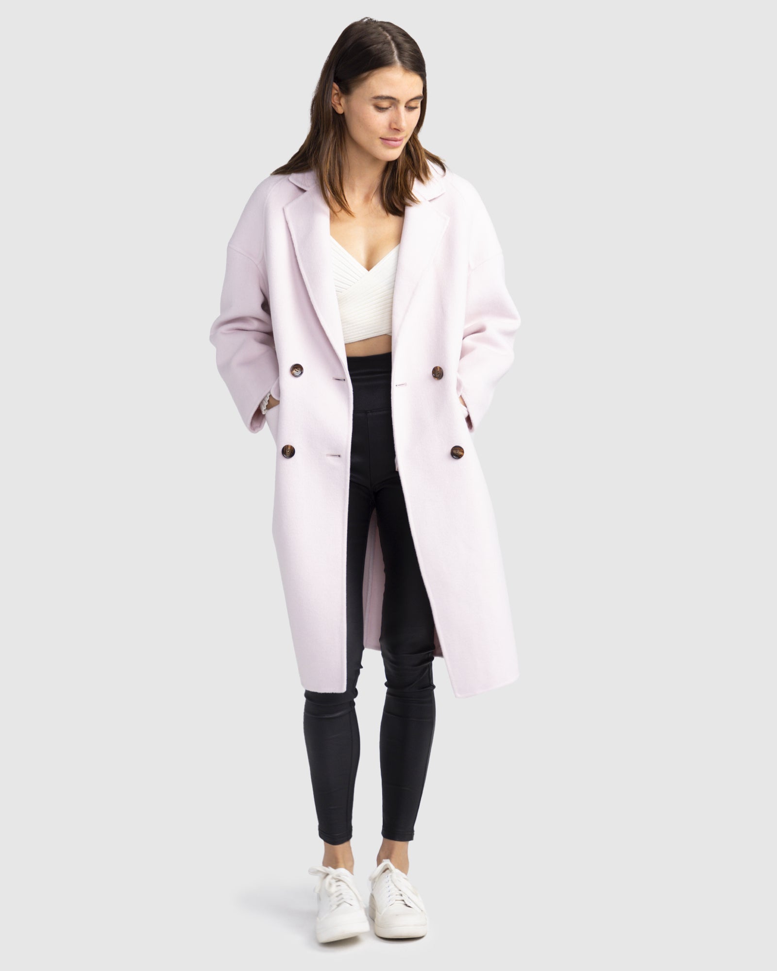 Women | Amnesia Wool Blend Oversized Coat | Pale Pink