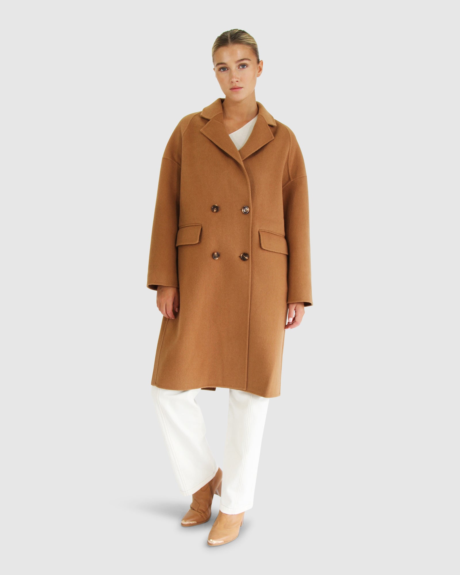 Women | Amnesia Wool Blend Oversized Coat | Camel