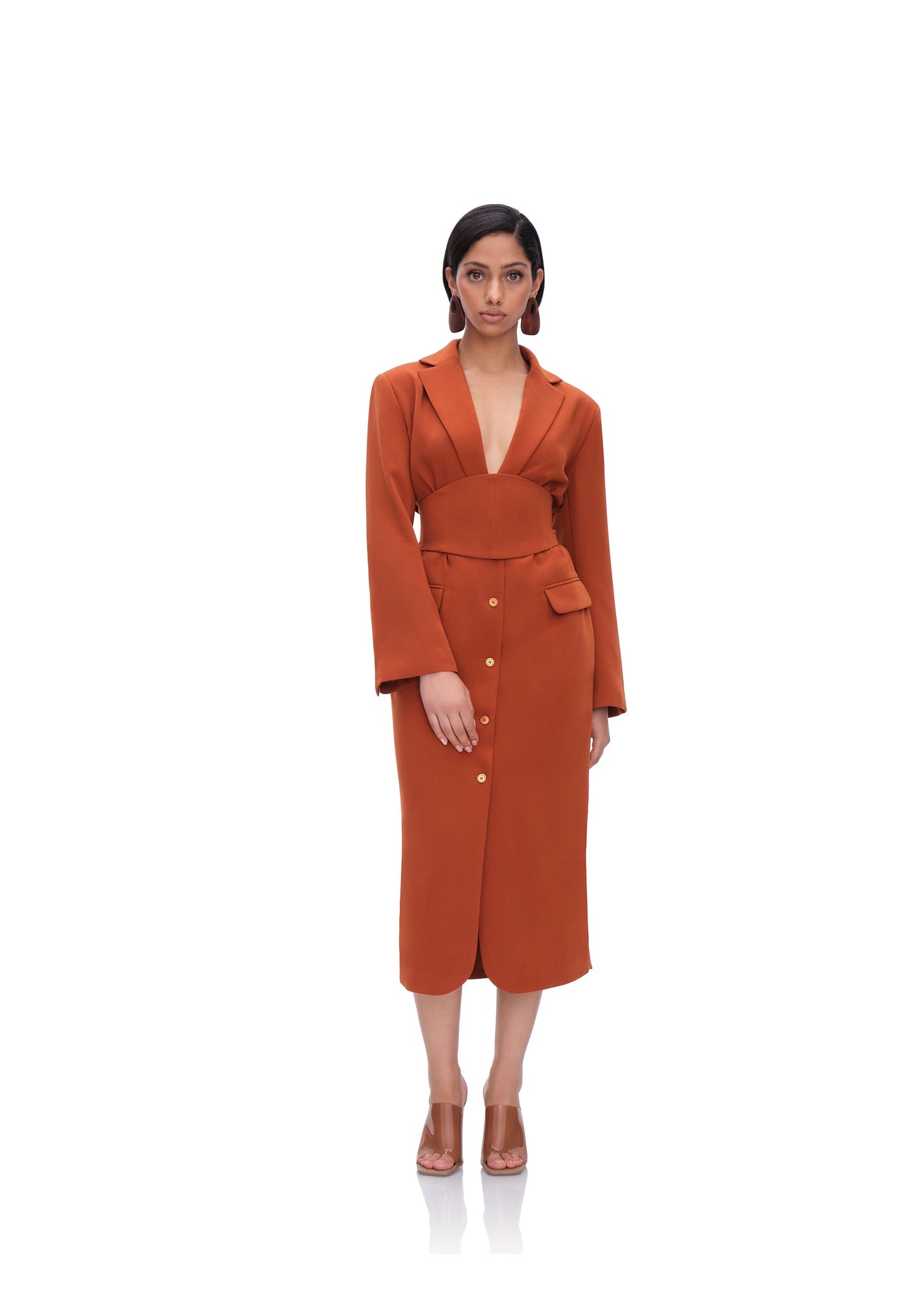 Zia Corset Blazer Dress | Pumpkin