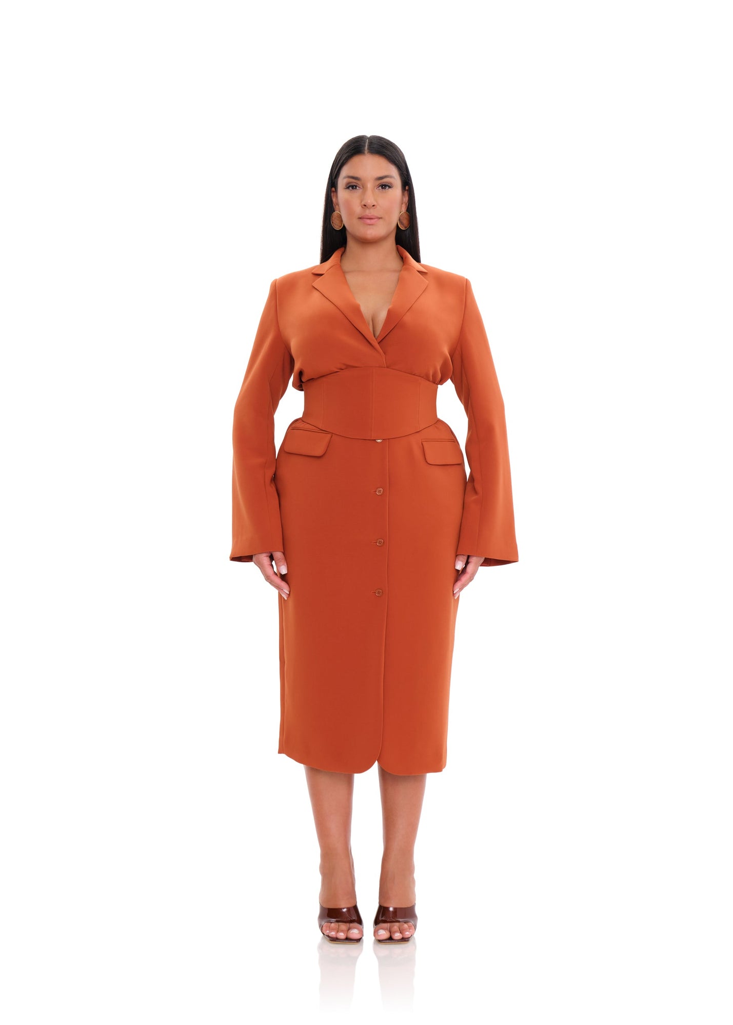 Zia Corset Blazer Dress | Pumpkin