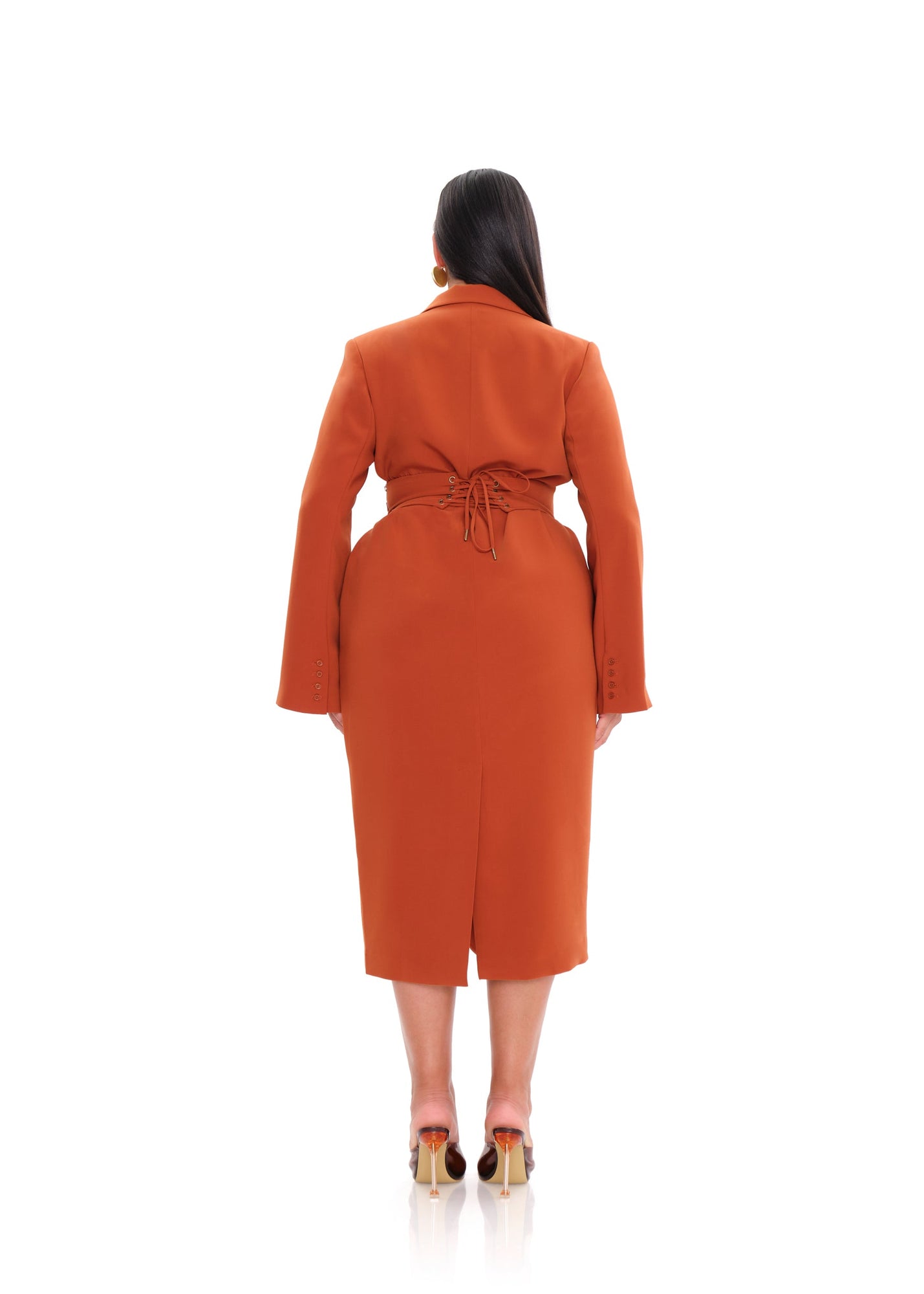 Zia Corset Blazer Dress | Pumpkin