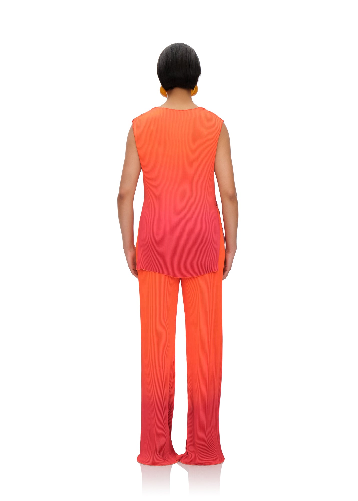 Atti Pleated Top | Orange x Red