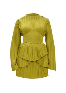 Lenti Pleated Mini Dress | Lime