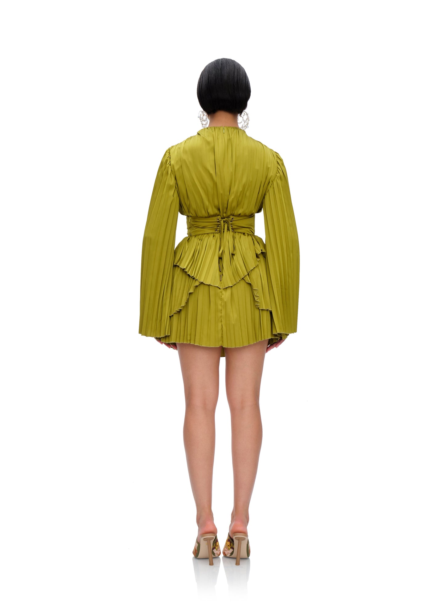 Lenti Pleated Mini Dress | Lime