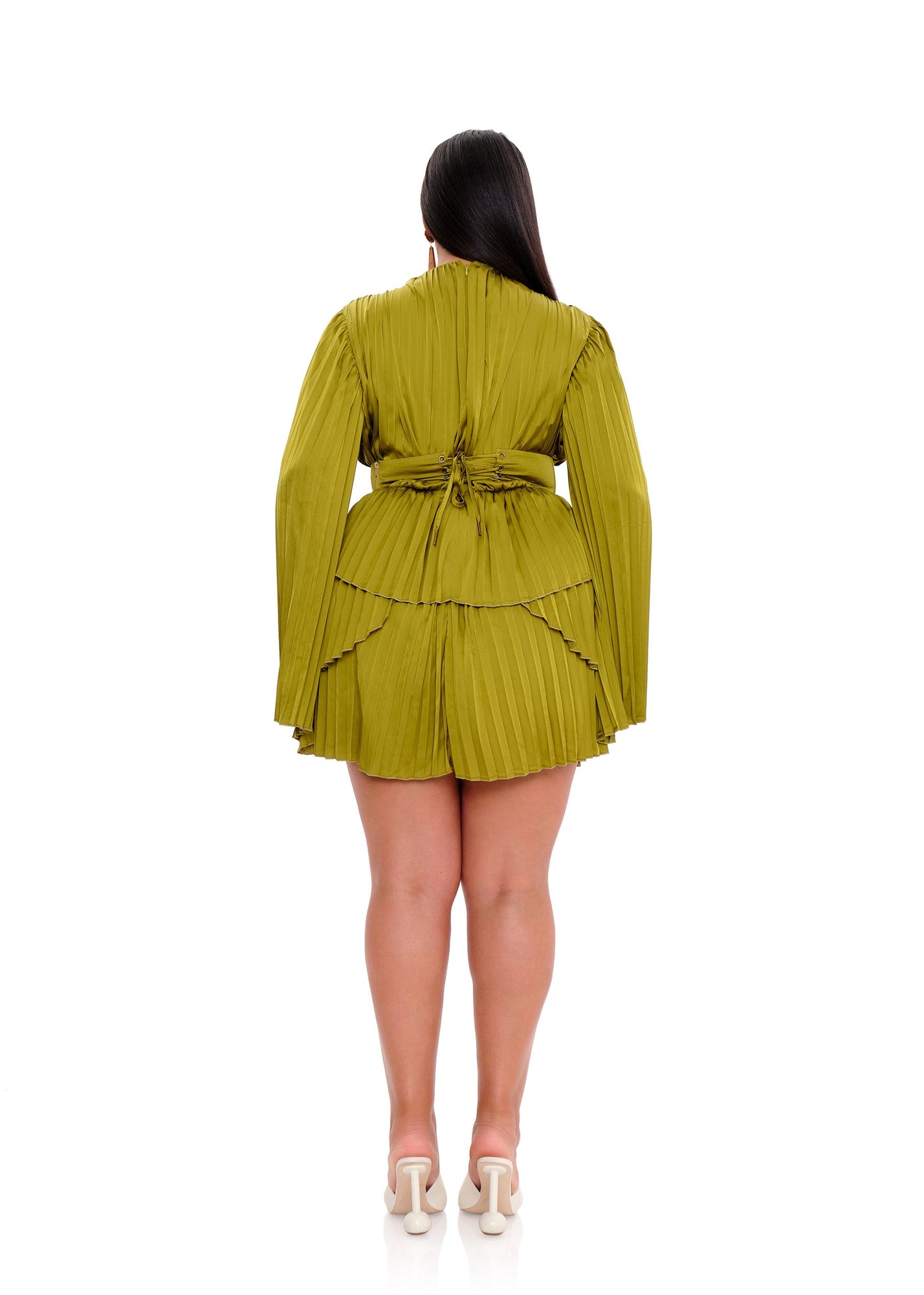 Lenti Pleated Mini Dress | Lime