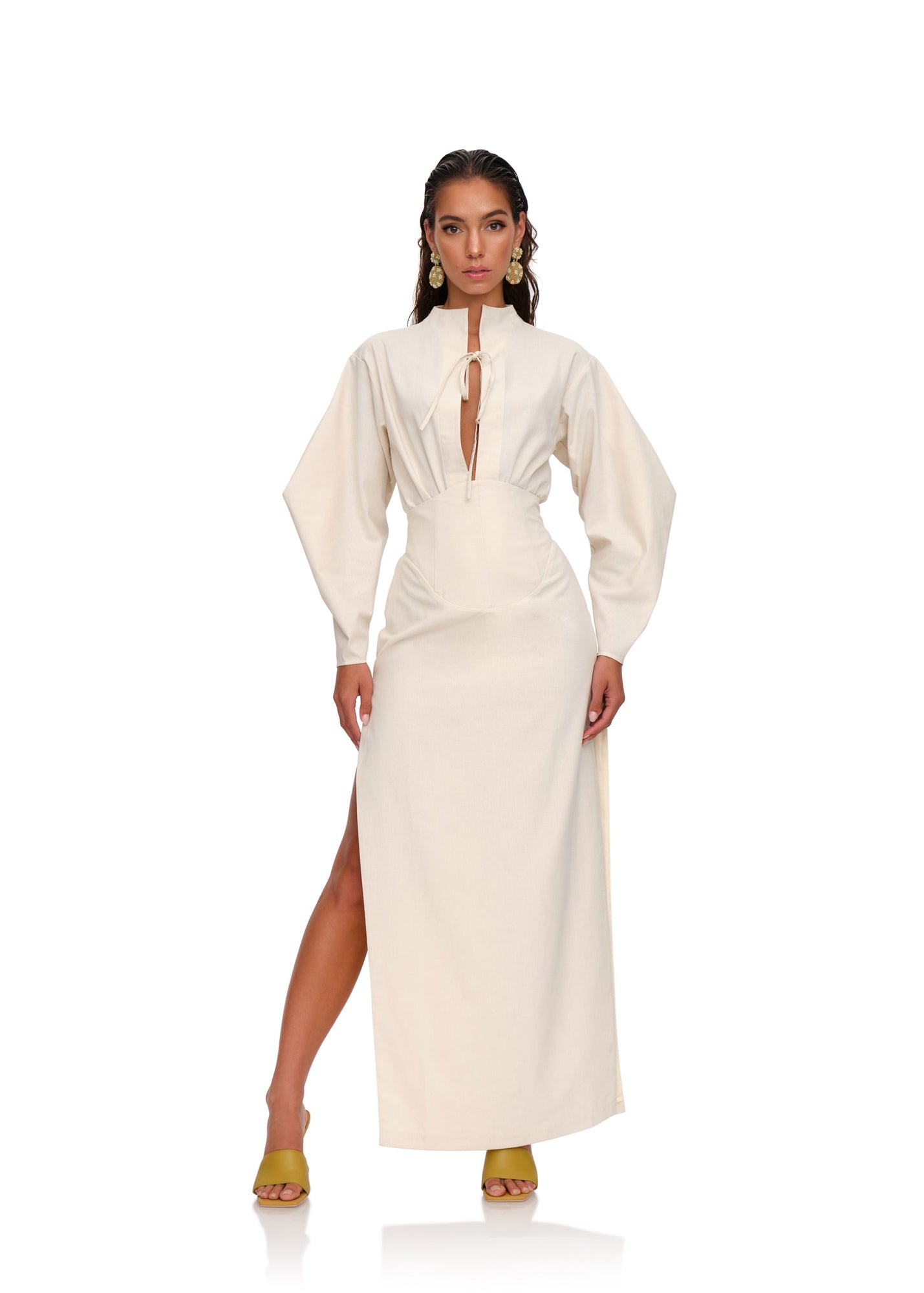 Lino Corset Skirt | Limestone