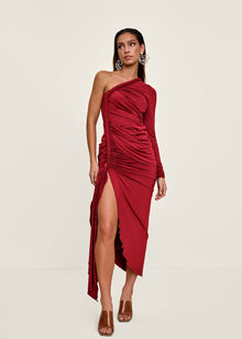 Turi Mesh Dress | Burgundy