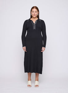 Angelina Dress | Raven W/ Silence Trim