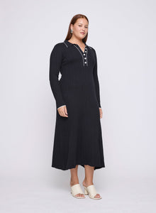 Angelina Dress | Raven W/ Silence Trim