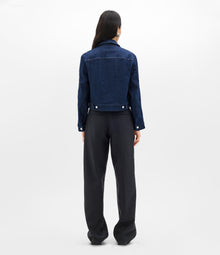 Another Tomorrow Cropped Denim Jacket in Dark Wash – Denim Women's Jacket