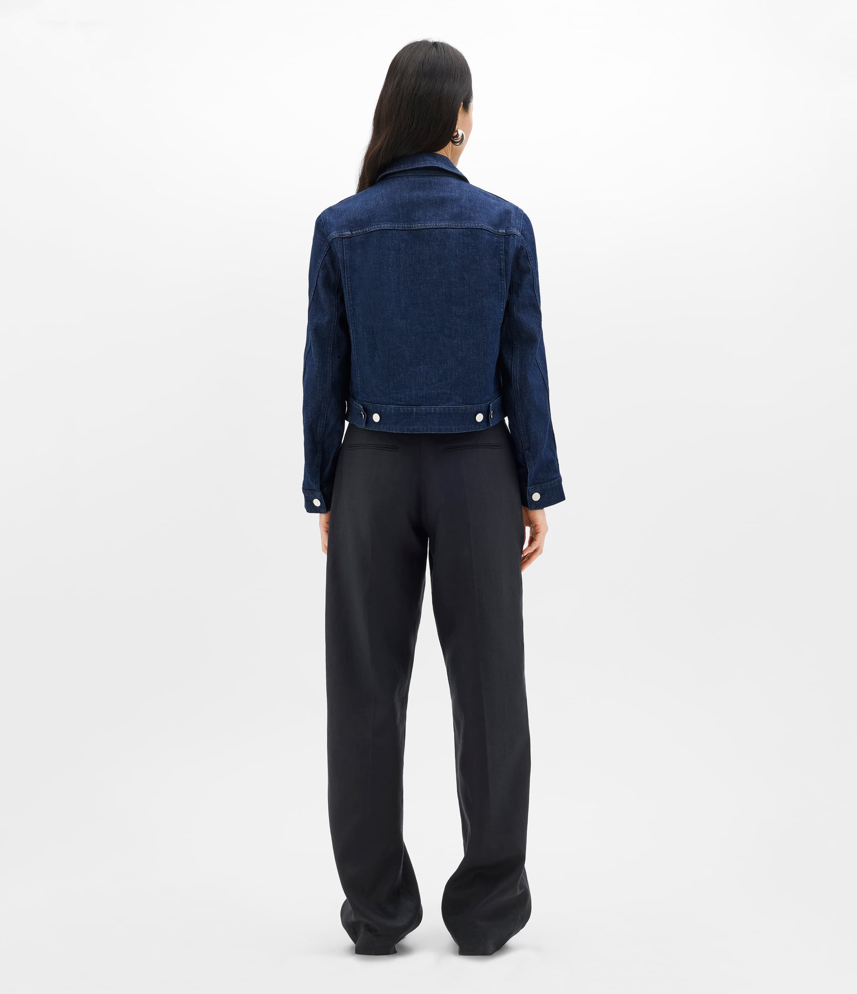 Another Tomorrow Cropped Denim Jacket in Dark Wash – Denim Women's Jacket