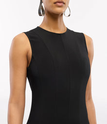 Another Tomorrow Panelled Flare Dress in Black – Crêpe Women's Dress