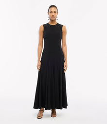 Another Tomorrow Panelled Flare Dress in Black – Crêpe Women's Dress