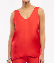 Another Tomorrow Silk Tank in Red – Silk Women's Top