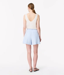 Another Tomorrow Fluid Pleated Short in French Blue – Viscose Women's Trousers