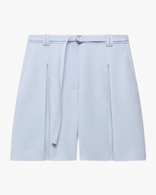Another Tomorrow Fluid Pleated Short in French Blue – Viscose Women's Trousers