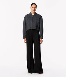 Another Tomorrow Wool Bomber Jacket in Light Grey Melange – Wool Women's Outerwear