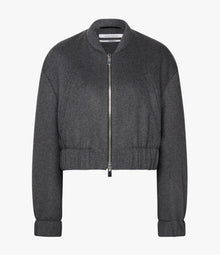 Another Tomorrow Wool Bomber Jacket in Light Grey Melange – Wool Women's Outerwear