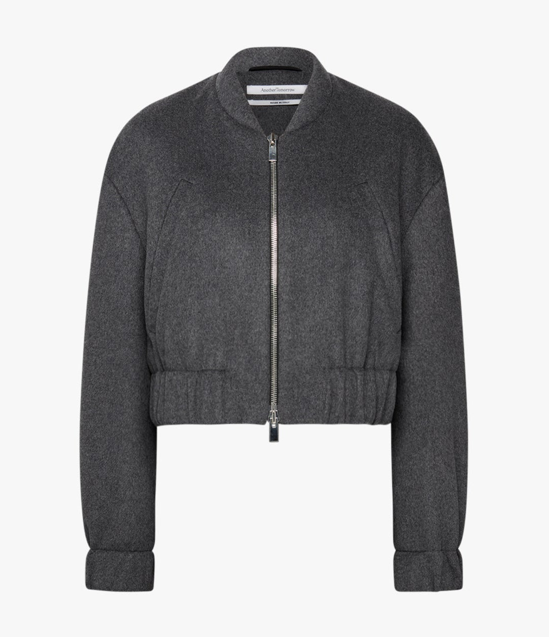 Another Tomorrow Wool Bomber Jacket in Light Grey Melange – Wool Women's Outerwear