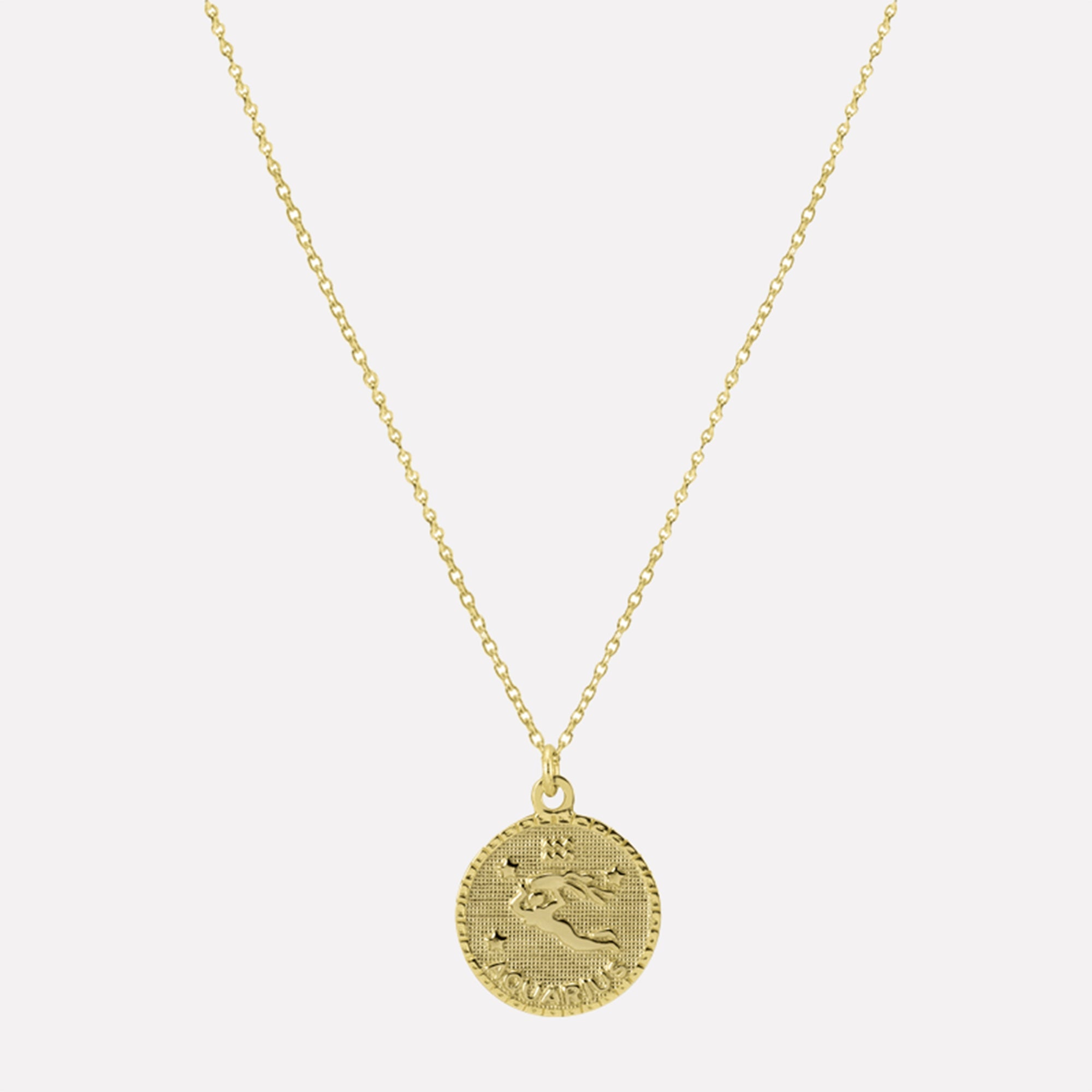 The Zodiac Medal Necklace Aquarius | Gold Vermeil