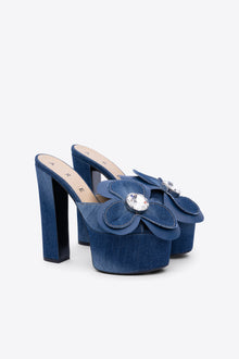 Jumbo Flower Platform Mule | Blue Jeans