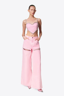 Wide Leg Crystal Slit Jean