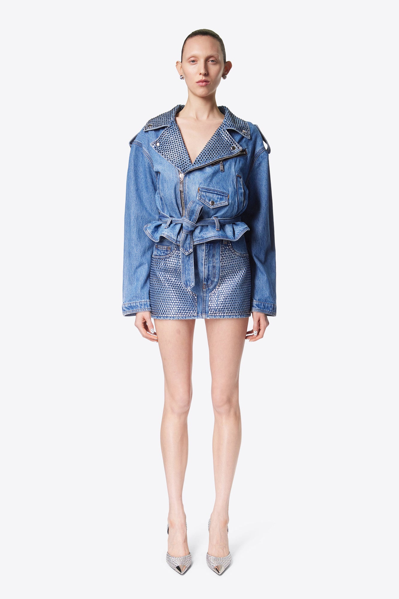 Crystal Embellished Mini Skirt