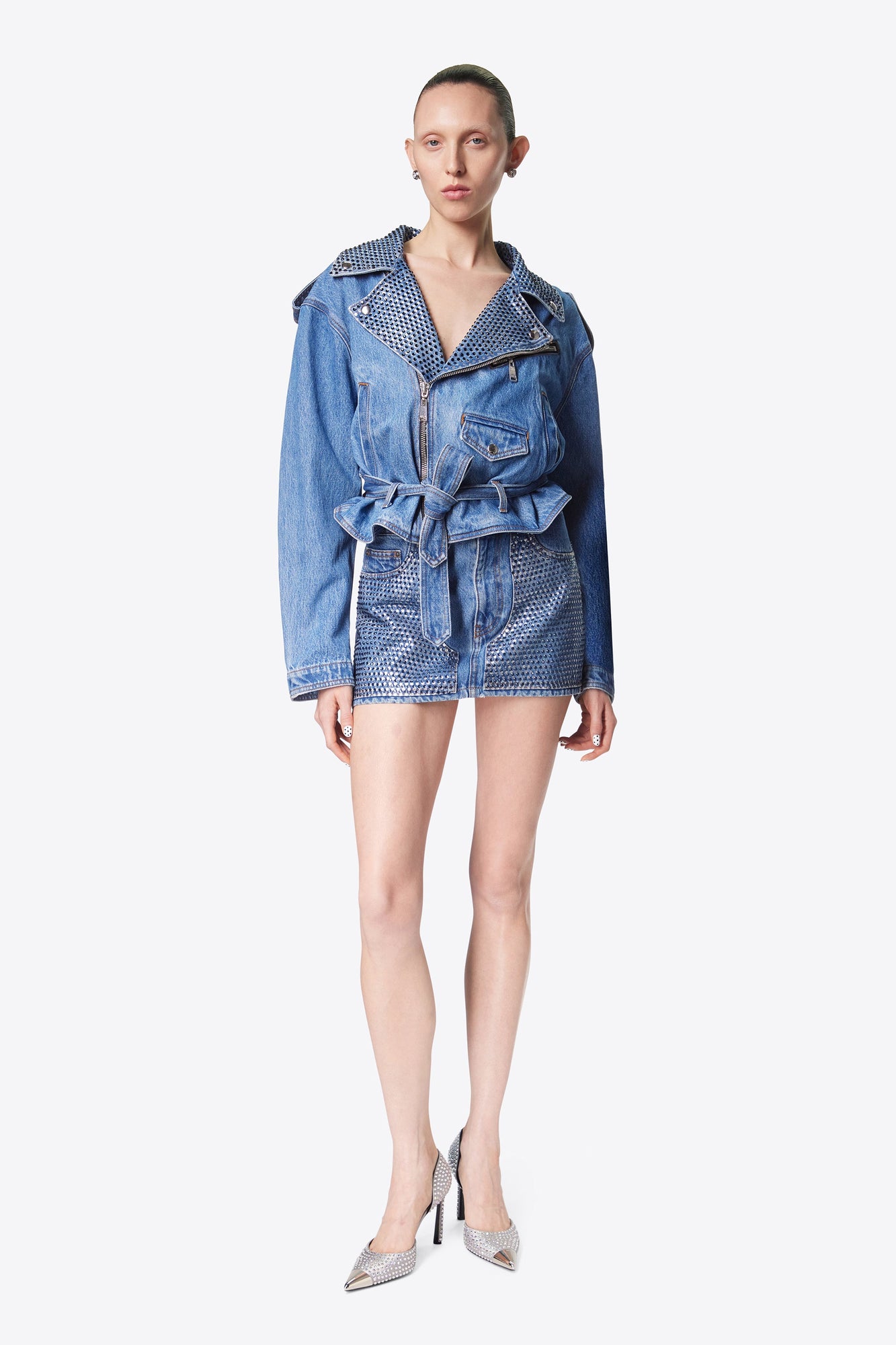 Crystal Embellished Mini Skirt