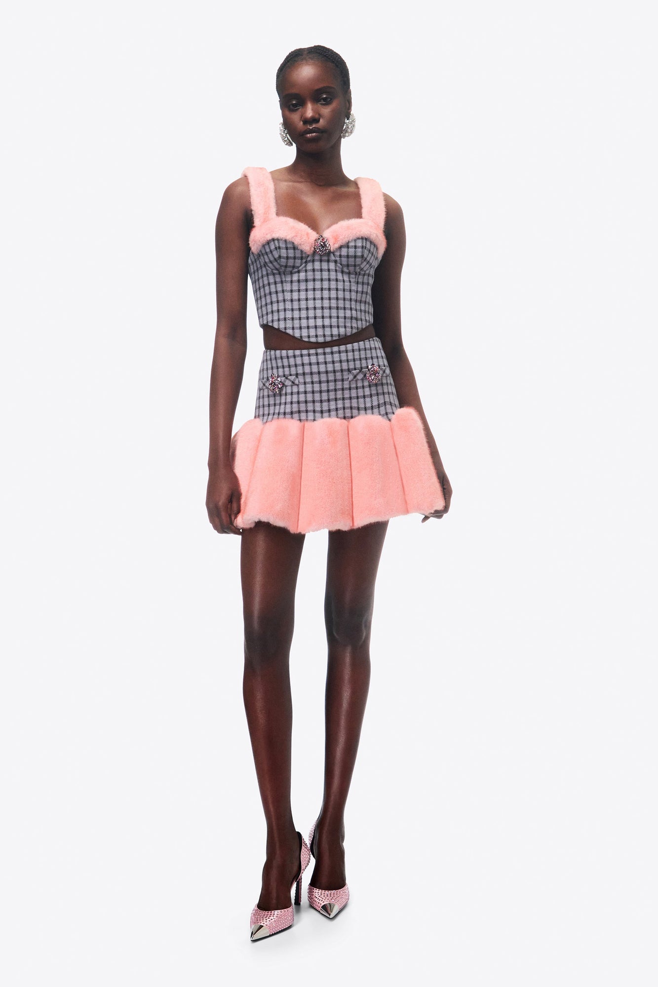 Faux Fur Trim Bustier | Lilac Multi