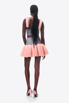 Faux Fur Godet Mini Skirt | Lilac Multi