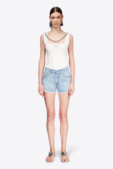 Crystal Pocket Jean Short | Light Blue