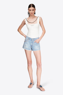 Crystal Pocket Jean Short | Light Blue