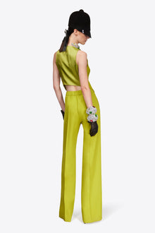 Crystal Embellished Bow Wide Leg Trouser | Chartreuse