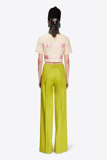 Crystal Embellished Bow Cropped Polo | Cream/Pink