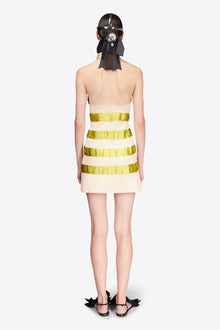 Crystal Embellished Polo Dress | Cream/Green