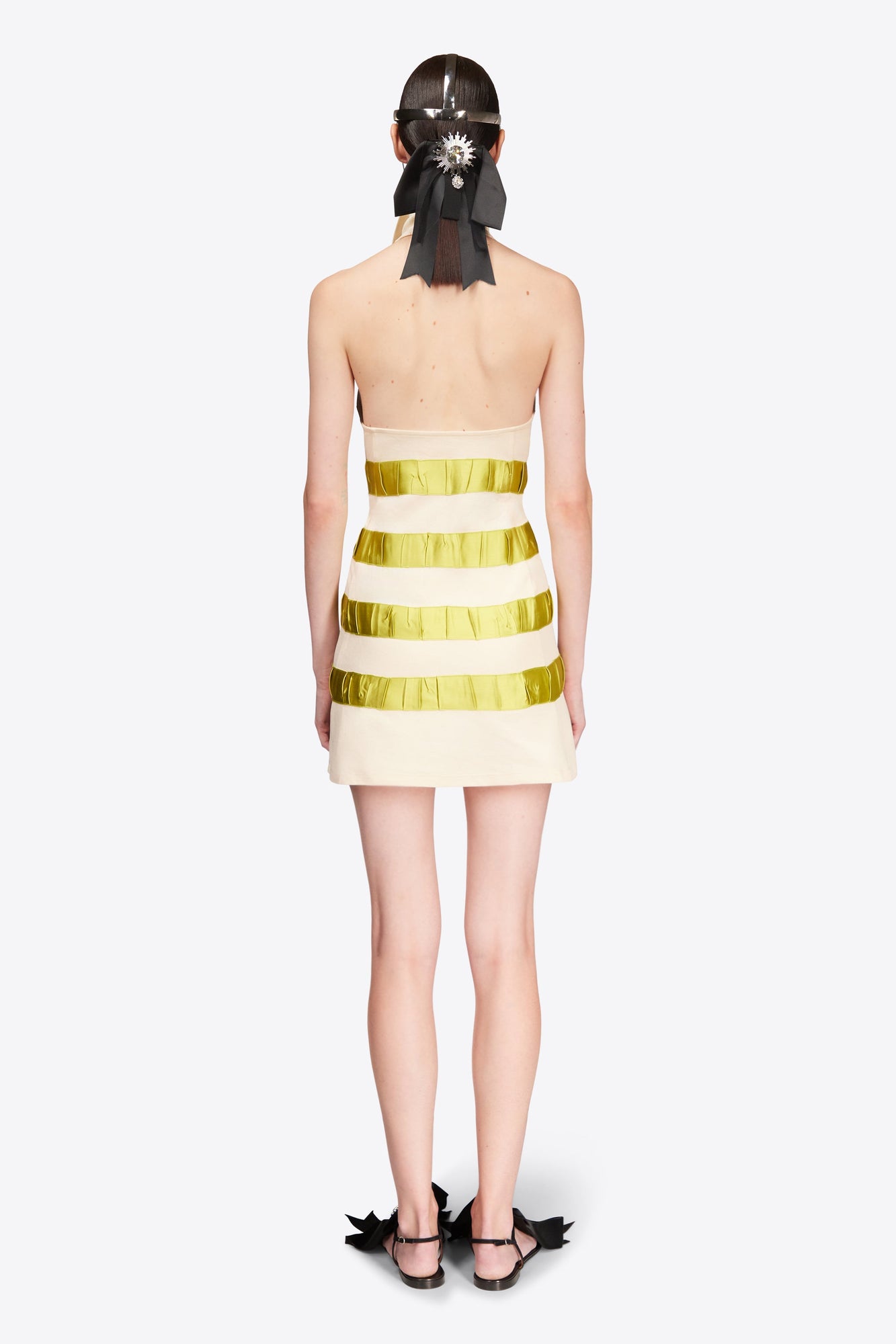 Crystal Embellished Polo Dress | Cream/Green